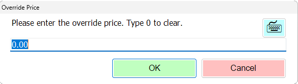 shows the input box for overriding the price of an upsell item